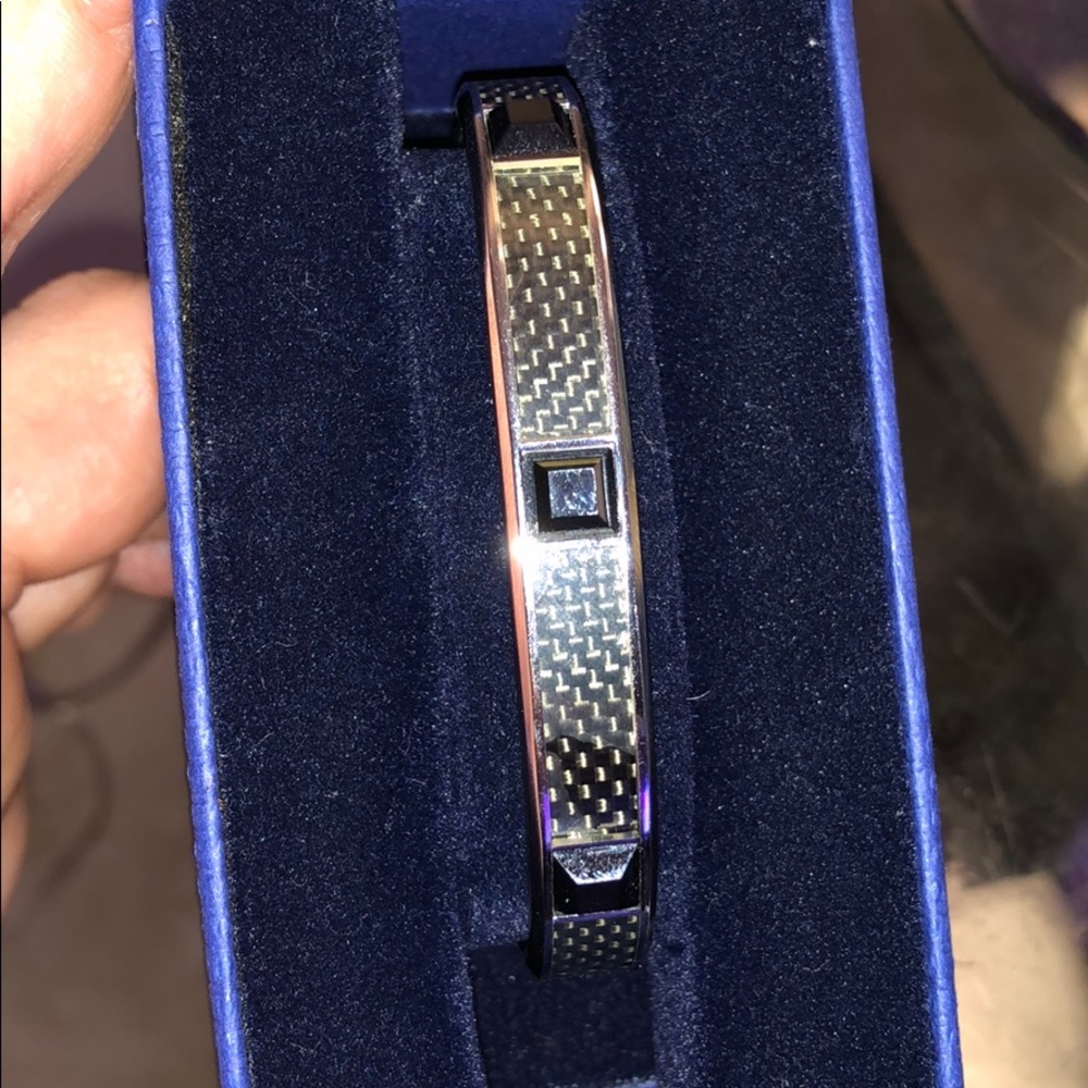 Swarovski men’s metal and black crystal bracelet